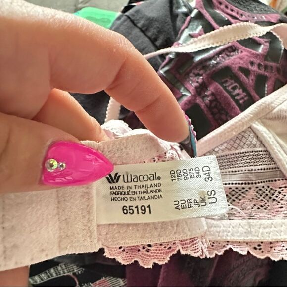 Wacoal embrace lace pink floral girly gorgeous underwire bra Sz 34D - Picture 5 of 6